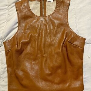 Good American Brown Leather Tank Top